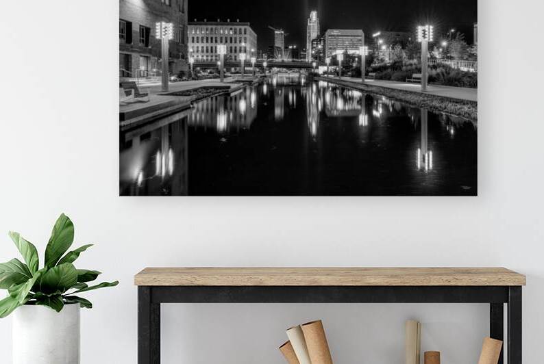 Omaha Nebraska Cityscape Skyline Grayscale by Jennifer White