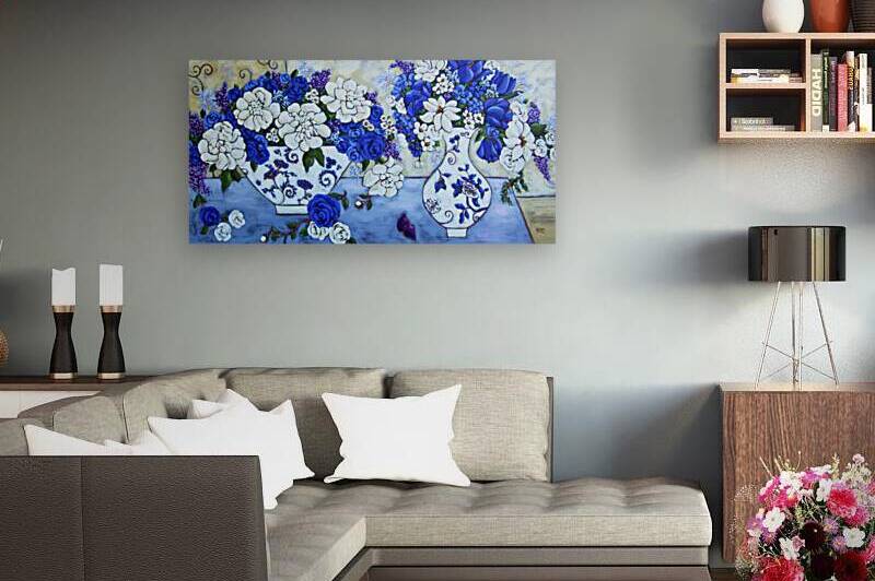 Blue and White Still Life by Karen Rieger