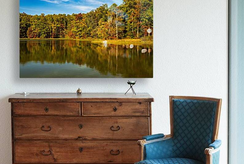 Fall leaves surround reservoir in Coopers Rock State Forest in W by Steve Heap