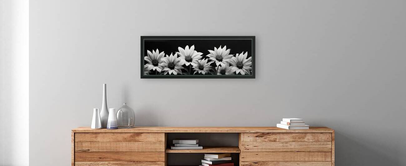 Eternal Bloom – Monochrome Sunflower Field Print by Savage Art Prints