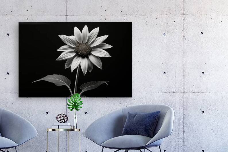 Quiet Majesty – Monochrome Sunflower Study Print by Savage Art Prints