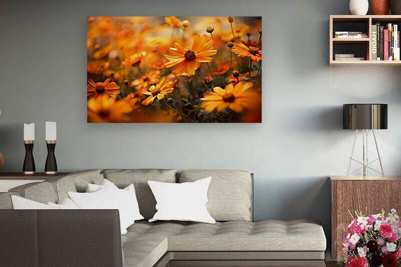 Honeyfield Glow – Warm Sunflower Bokeh Print by Savage Art Prints
