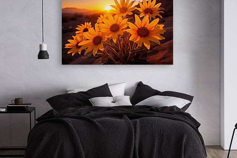 Sunset Sunflowers – Golden Hour Botanical Art Print by Savage Art Prints
