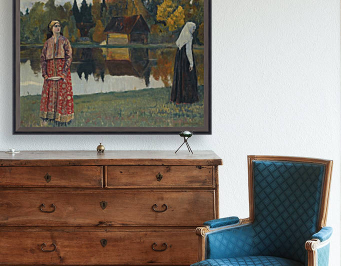 A Russian woman in a red dress by Vasily Dmitrievich Polenov