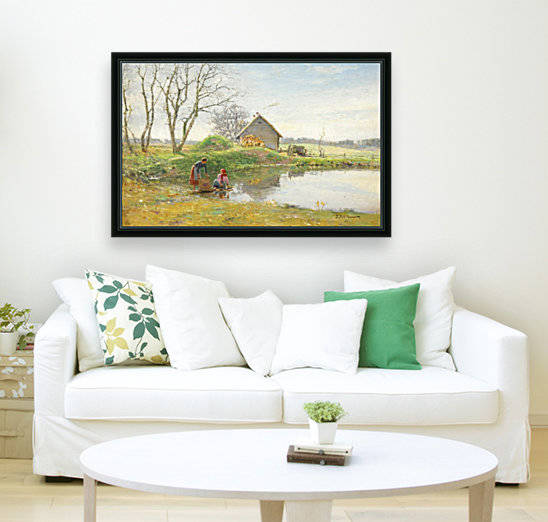 Two women washing by the river by Vasily Dmitrievich Polenov