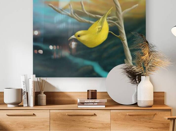 Amakihi Native Hawaiian Bird by Geoli