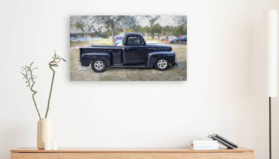 1951 Dark Blue Ford Pick Up Truck F100 X 12 by Rich Franco