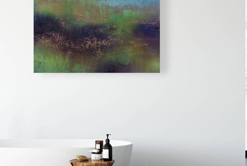 Blues Greens and Brass Abstract by Iris H Richardson