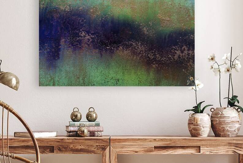 Purple Green Blue Brass Abstract 1123-2 by Iris H Richardson