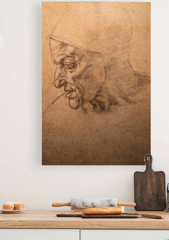 Michelangelo Buonarroti drawing Study for the head of the Cumae by Paolo Modena