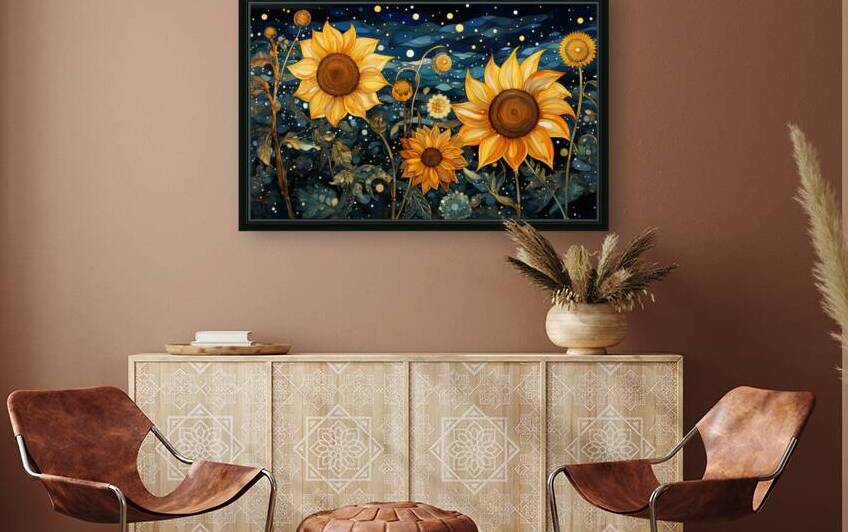 Starry Night Sunflowers – Van Gogh-Inspired Floral Art Print by Savage Art Prints