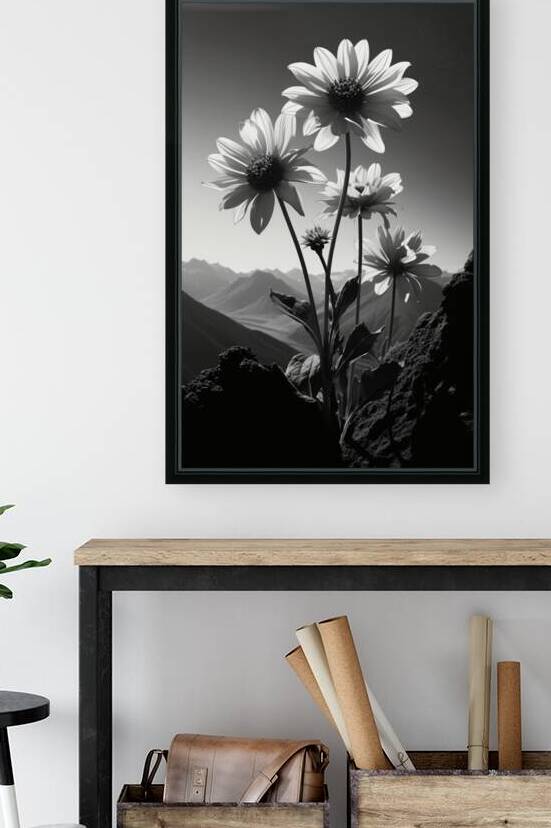 Soulful Blooms – Black & White Sunflower Art Print by Savage Art Prints