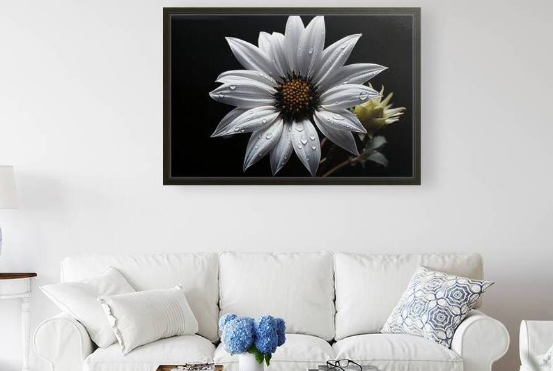 Majestic Macro – Monochrome Sunflower Close-Up Art Print by Savage Art Prints