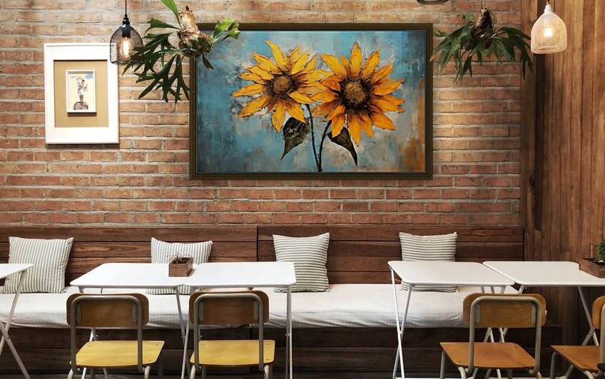 Allure - Sunflower Duo - Modern Floral Art Prints by Savage Art Prints
