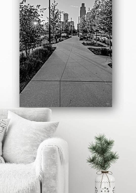 Sidewalk Evening In Downtown Omaha Grayscale by Jennifer White