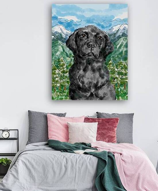 Black Labrador Retriever dog portrait with nature landscape by Kevin Miller Photography