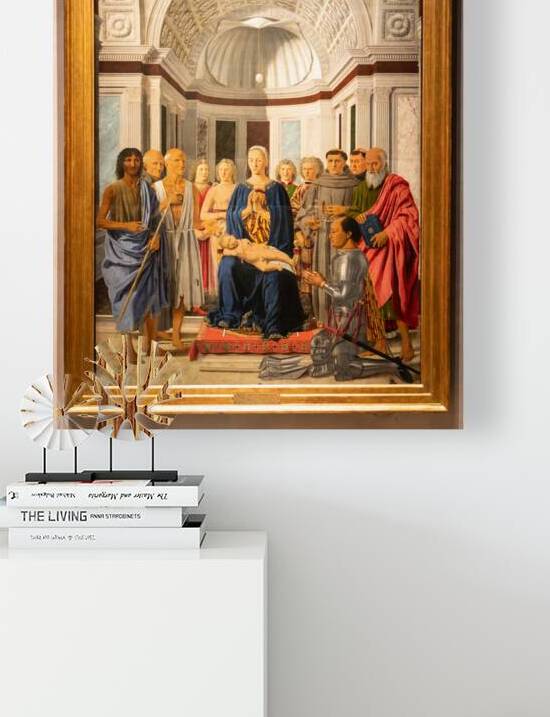 Madonna and child with saints angels and Federico da Montefeltr by Paolo Modena