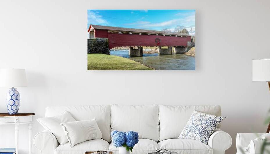 Wehrs Covered Bridge Holiday Wreath Daytime by Jason Fink