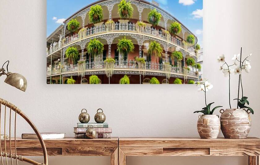 Traditional wrought iron balcony on Royal Street New Orleans hou by Steve Heap