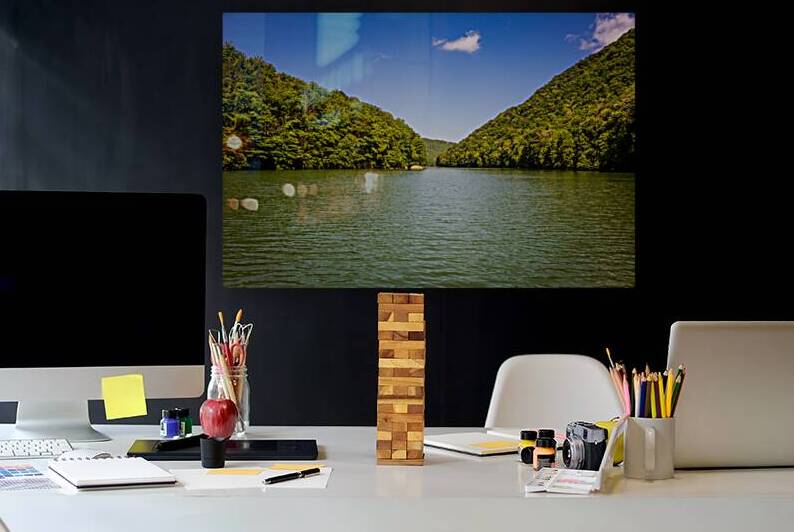 Calm view down Cheat Lake Morgantown by Steve Heap