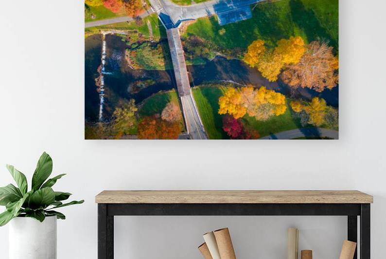 Wehrs Covered Bridge Looking Down at Autumn by Jason Fink