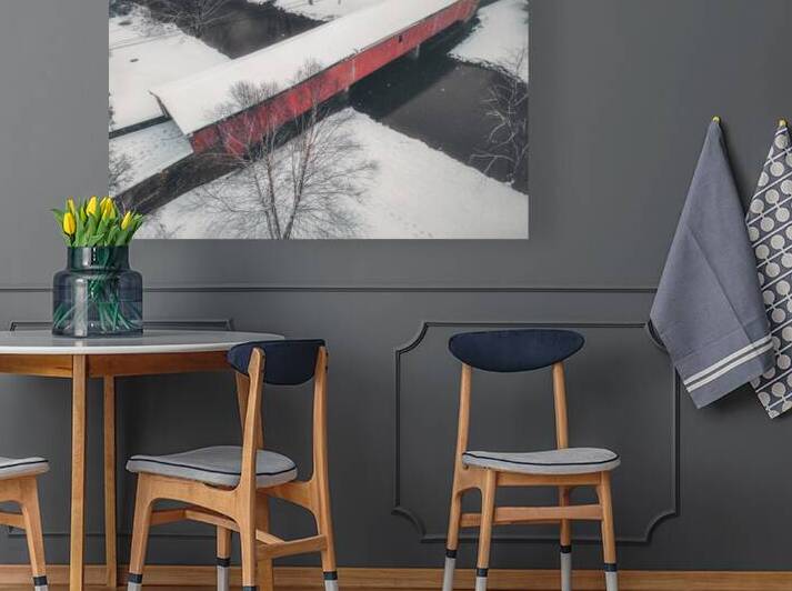 Winter Aerial Bogert Covered Bridge 2024 by Jason Fink