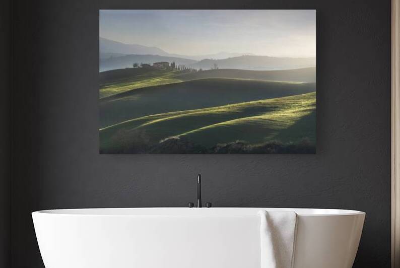 Landscape in Tuscany with farmhouse and rolling hills by Stefano Orazzini