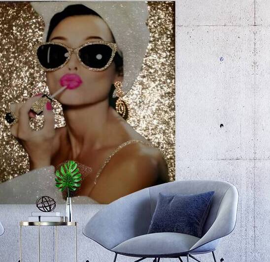 Audrey Hepburn Golden Glitter Art Glamour art Golden effects Vintage Hollywood by ArtByLumy