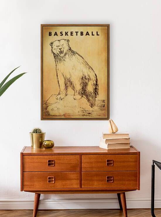 Mid 1900s Bear Basketball Art by Row One Brand