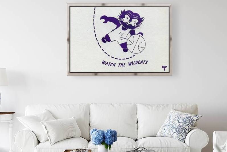 Vintage Northwestern Wildcat Basketball Cartoon Art by Row One Brand