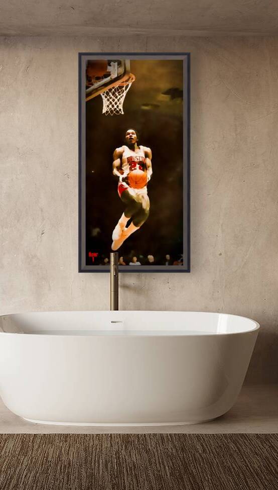 Houston Cougars Clyde Drexler Dunk Art by Row One Brand