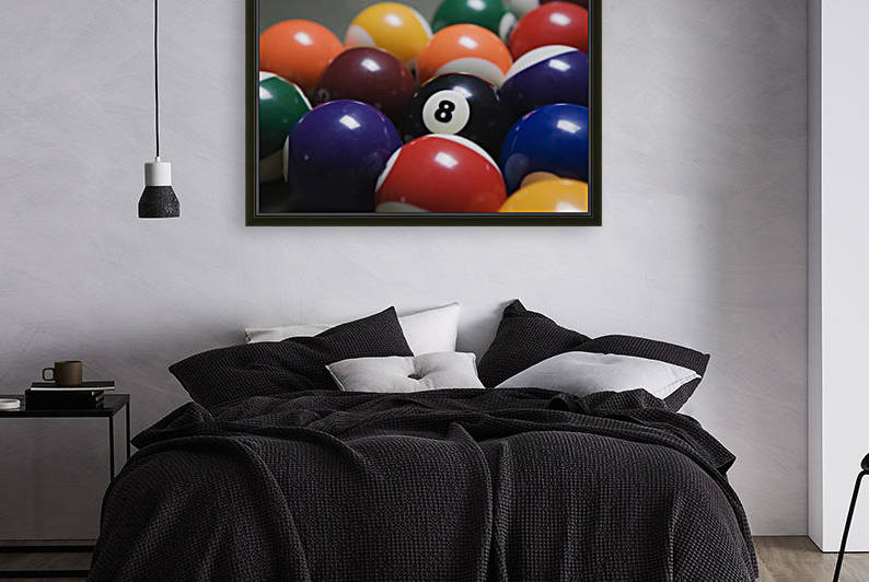 Close Up Of Pool Balls Racked On A Billiard Table Focused On The Eight Ball by PacificStock