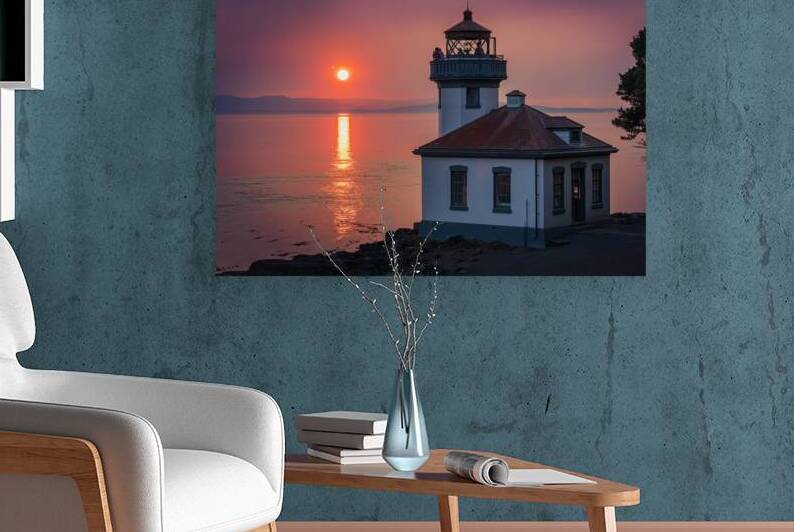 Sunset at Lime Kiln Lighthouse San Juan Island by Lauren Pritchett Photography