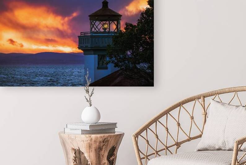 After glow Lime Kiln Lighthouse San Juan Island. by Lauren Pritchett Photography