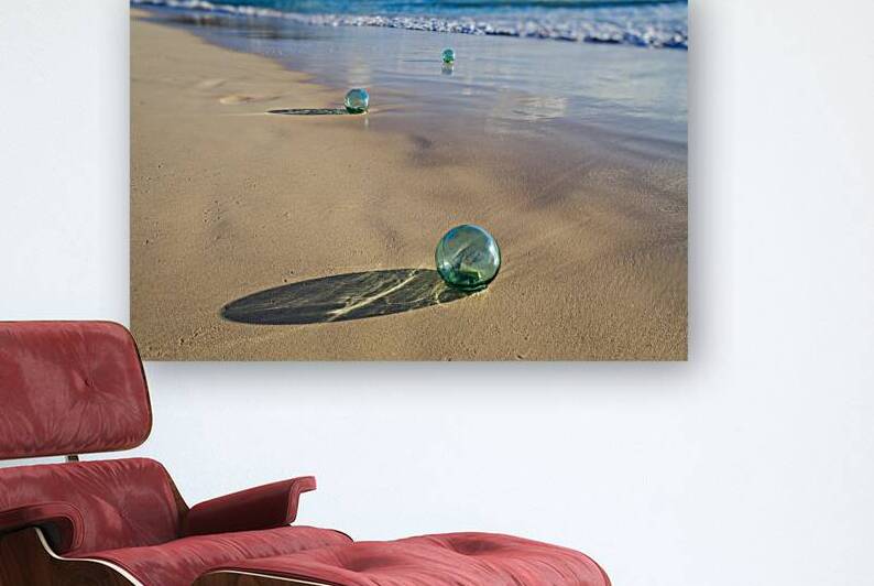 Glass Floats on Golden Sand Hawaii by Lauren Pritchett Photography