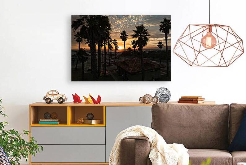 Pismo Beach Sunset Palm Trees by dronesey