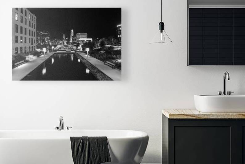 Omaha Gene Leahy Mall Night Grayscale by Jennifer White