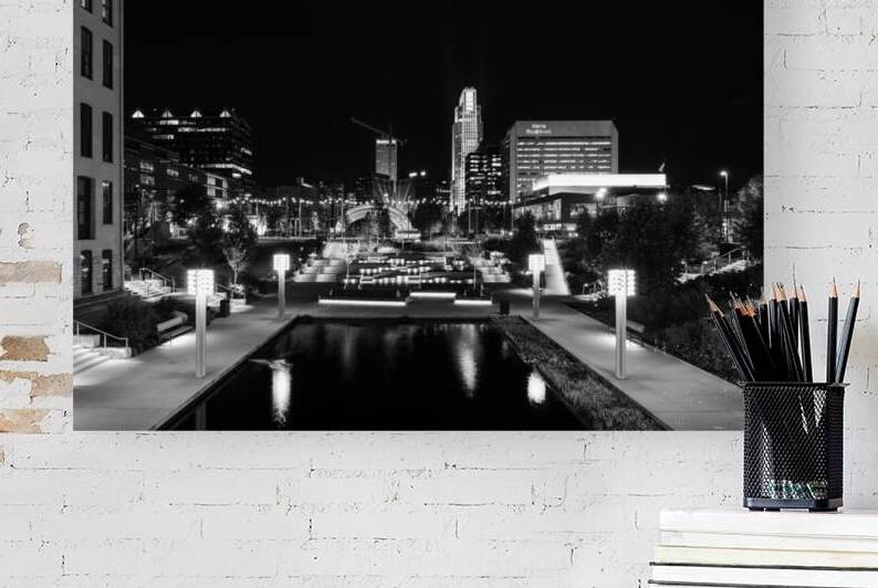 Gene Leahy Mall At Night Grayscale by Jennifer White