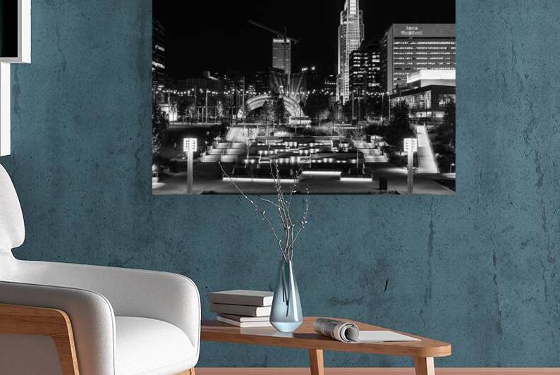 Gene Leahy Mall Night Lights Grayscale by Jennifer White