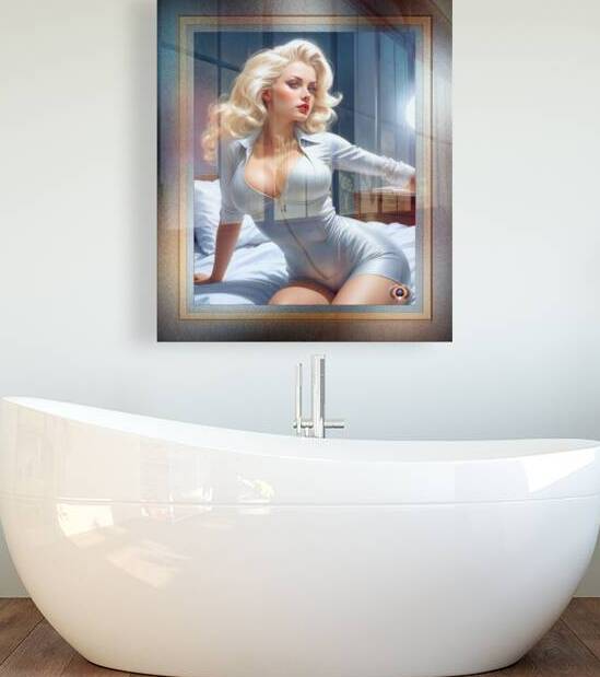 She Is Contemplating Her Future Gorgeous AI Concept Art Pin Up Girl Portrait by Xzendor7 by xzendor7