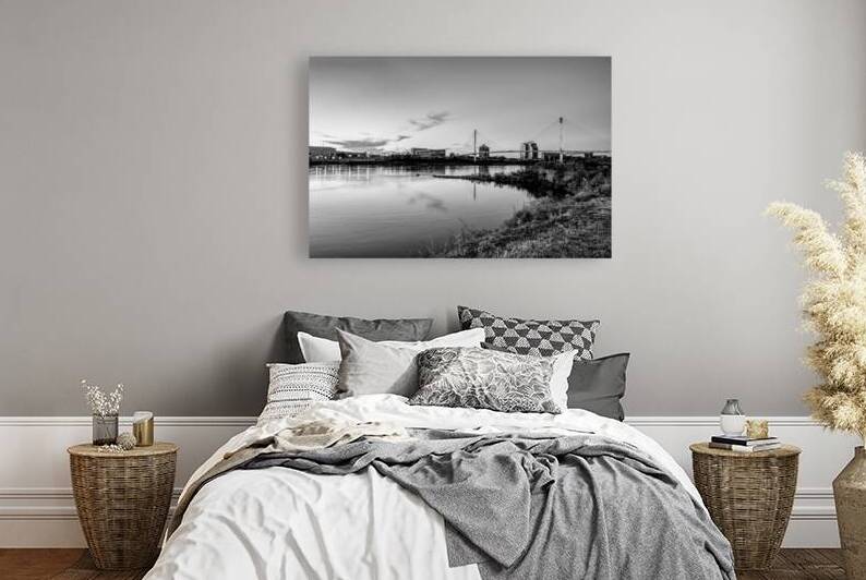 Missouri River And Kerrey Bridge Sunset Grayscale by Jennifer White