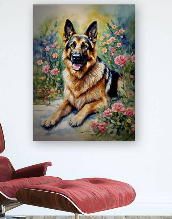 german shepherd wall art painting by Lumina Dream Studio