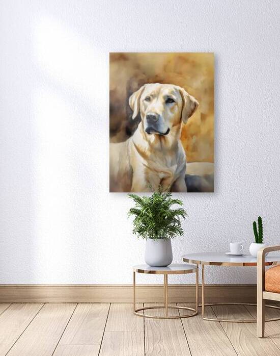 labrador retriever dog water colour wall portrait by Lumina Dream Studio
