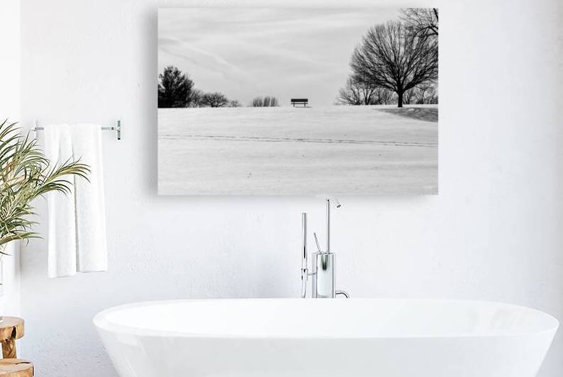 Quiet Winter Bench On Hill Grayscale by Jennifer White