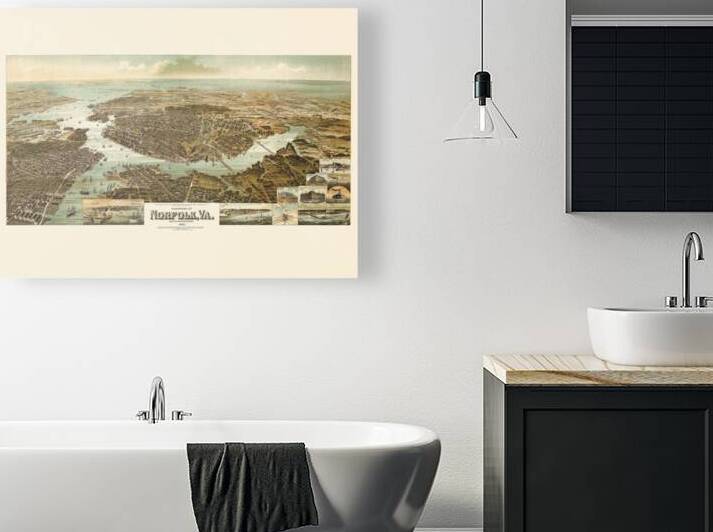 Restored birds eye panorama of Norfolk VA in 1892  by Steve Heap