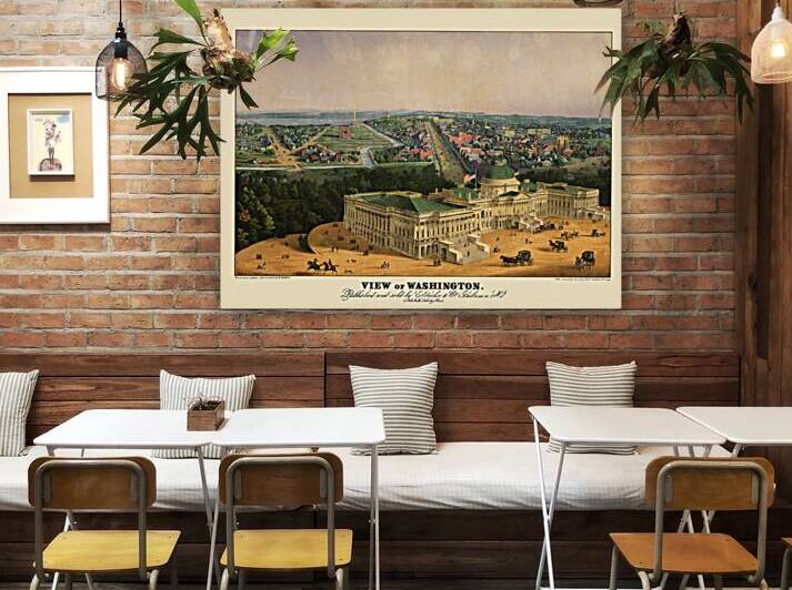 Low-angle birds-eye view of central Washington DC from 1852 by Steve Heap