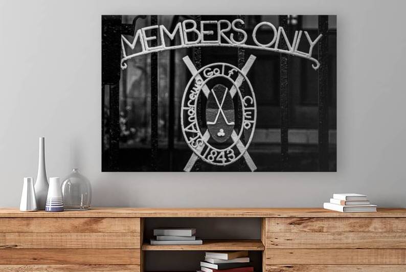 members olnly gate st andrews golf club  horizont by Black And White