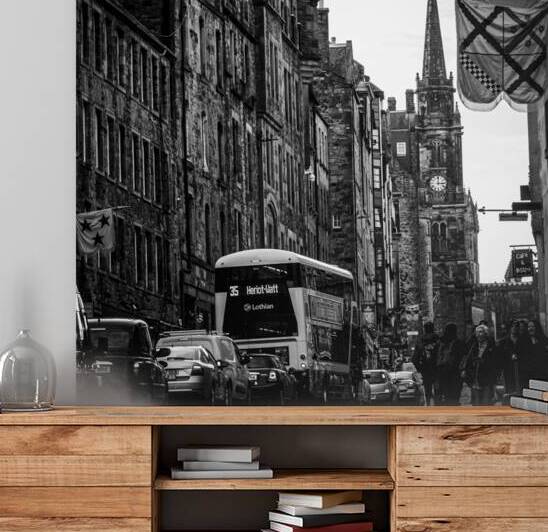 the royal mile old town edinburgh  square 4665 Ca by Black And White