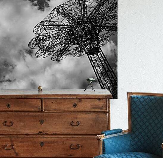 coney island parachute ride  square 373 Parachute by Black And White