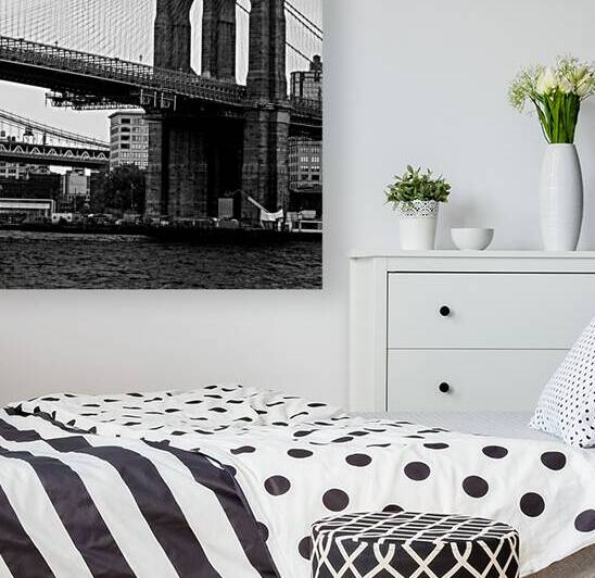 brooklyn bridge from manhattan  square 1430 Dubbo by Black And White